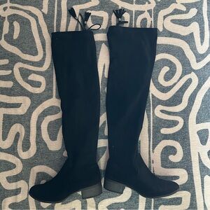 Black over the knee faux suede half zip Madden girl boots